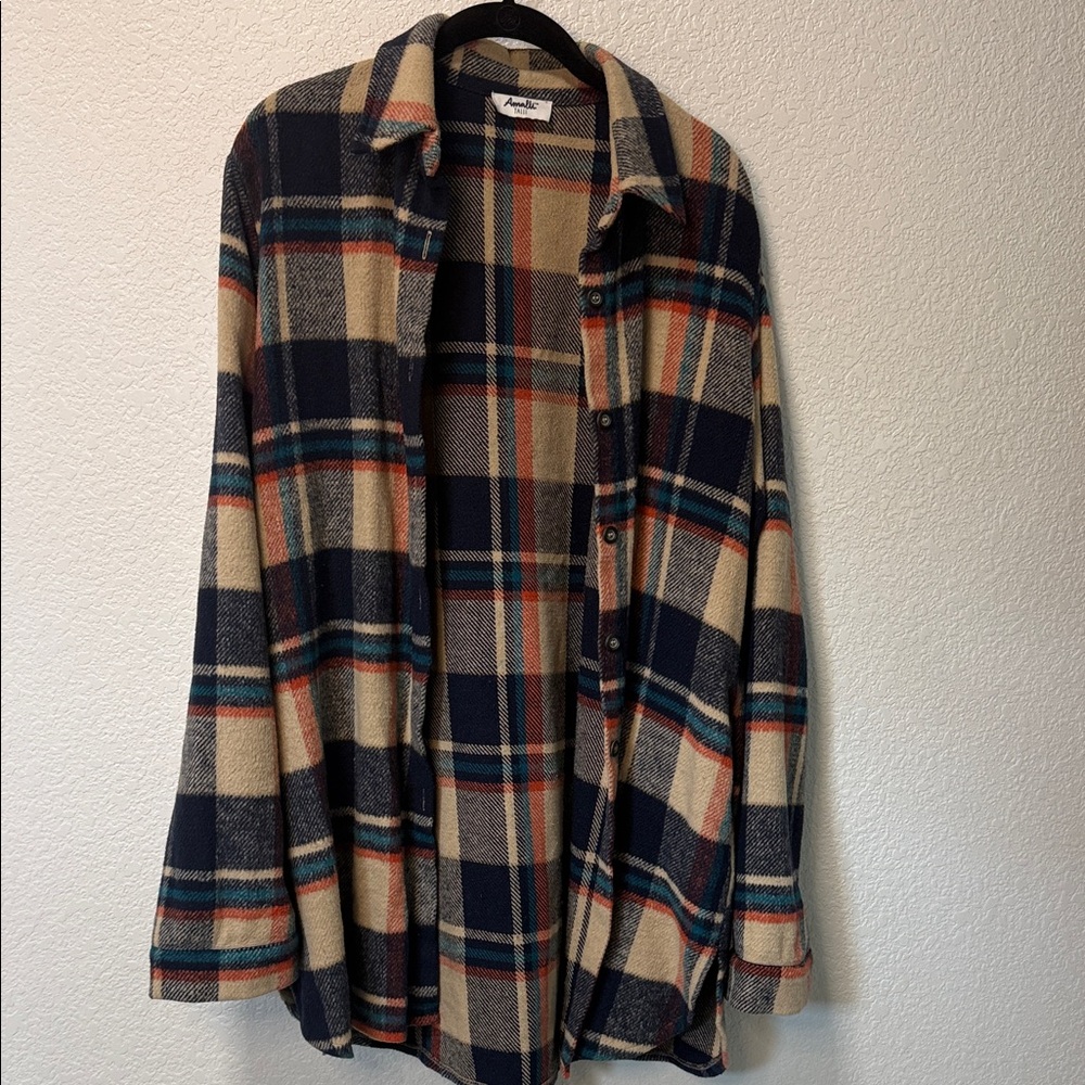 Navy/peach and Cream Checkered Shirt